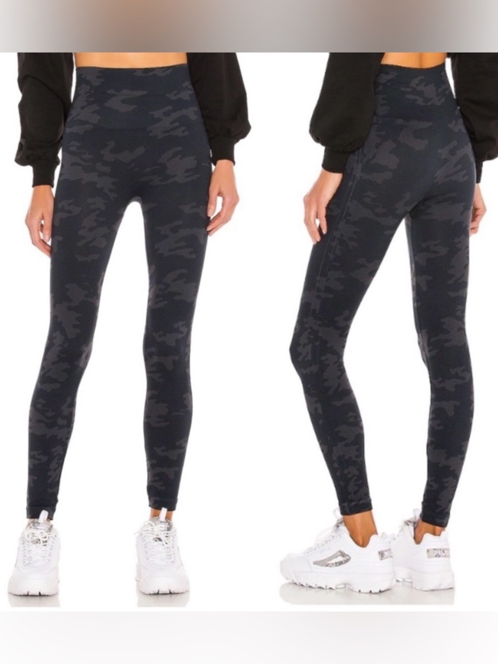 🩶 SPANX Look at Me Now Black and Gray Camo High Waisted Leggings 🩶